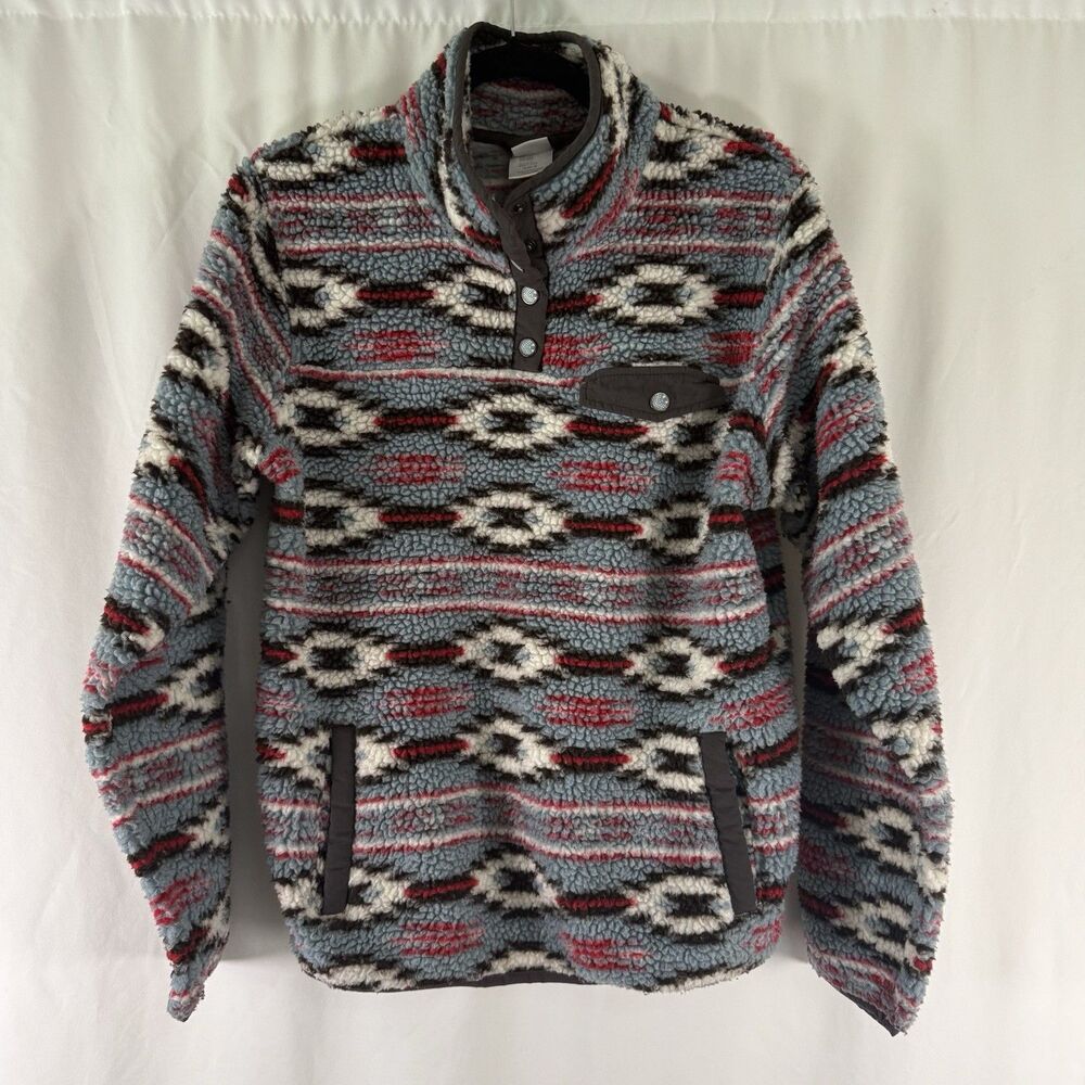 Cinch Western Fleece Women's Medium Blue Aztec 1/4 Snap Turtleneck Fleece